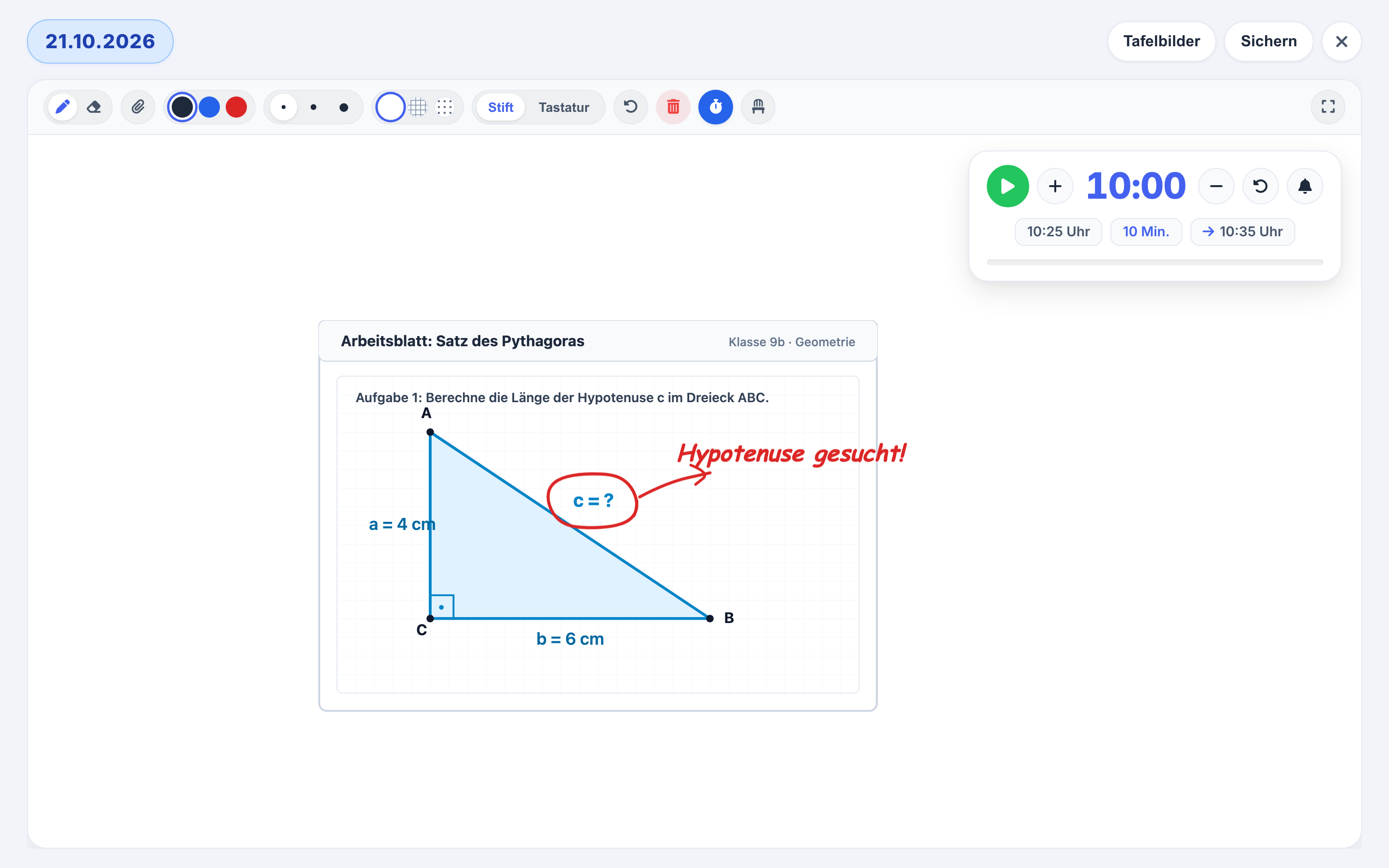 Smartboard & Digitale Tafel: Arbeitsblatt einfügen, handschriftlich annotieren und Timer